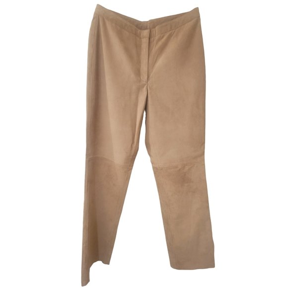 INC International Concepts Women's Suede Straight Leg Pant Trouser Camel Tan 8 - Picture 1 of 7